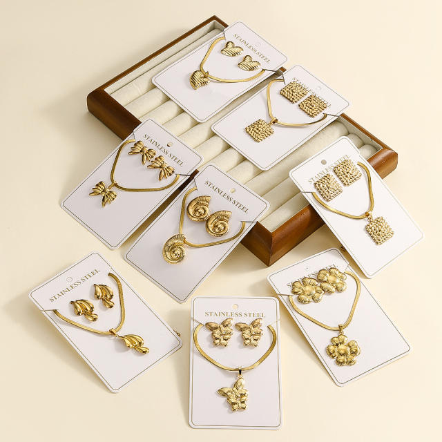 Unique Baroque Glass Bead Pendant Necklaces easy match stainless steel necklace set