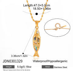 Summer beach Abalone pendant stainless steel necklace