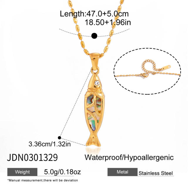 Summer beach Abalone pendant stainless steel necklace