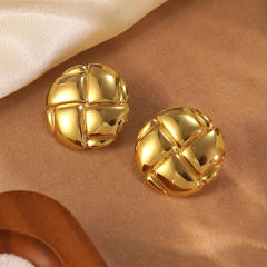 New Asymmetrical Round Earrings Simple Retro stainless steel earrings studs