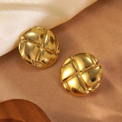 New Asymmetrical Round Earrings Simple Retro stainless steel earrings studs