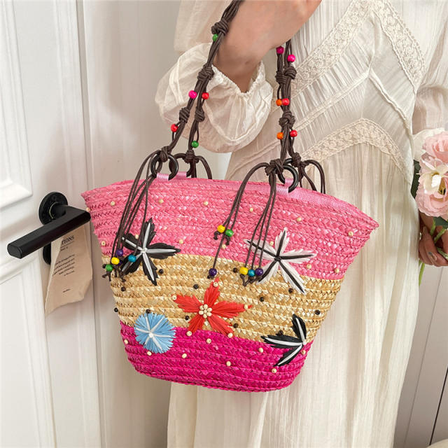 Bohemian style embroidered hand-woven beach bag