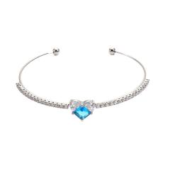 Colorful cubic zircon heart full diamond women copper bangle bracelet