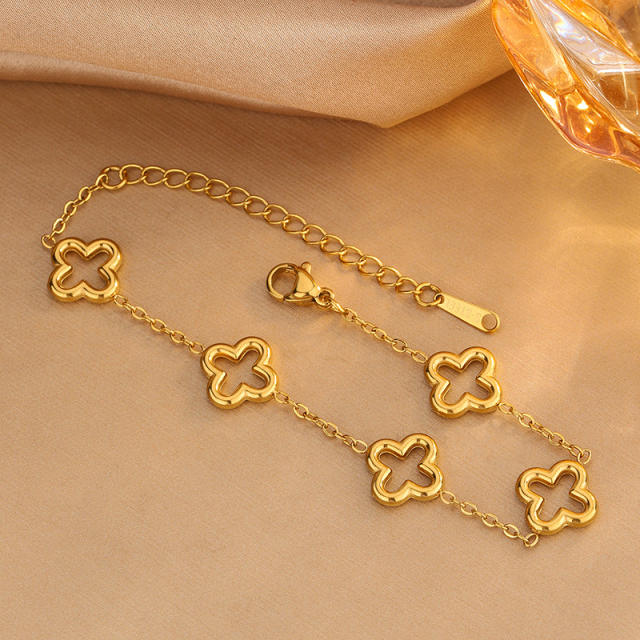 New Stainless Steel Four-Leaf Clover Bracelet Necklace stainless steel necklace set