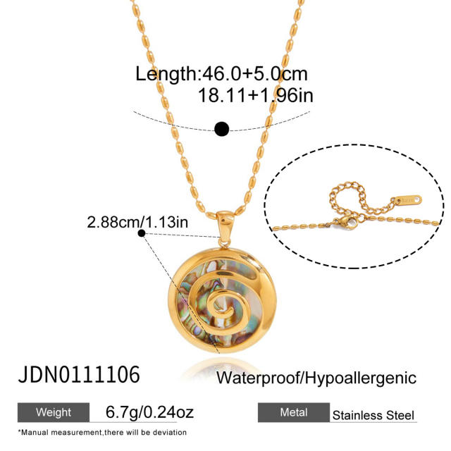 Summer beach Abalone pendant stainless steel necklace