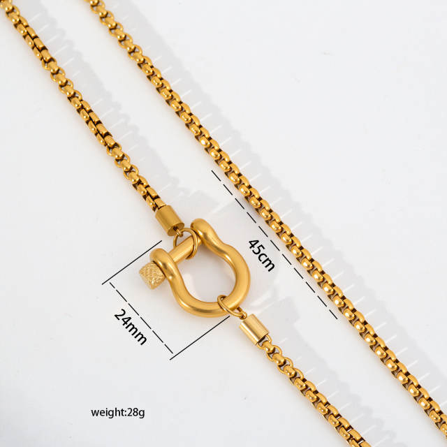 Punk trend diamond cross pendant stainless steel necklace stackable necklace