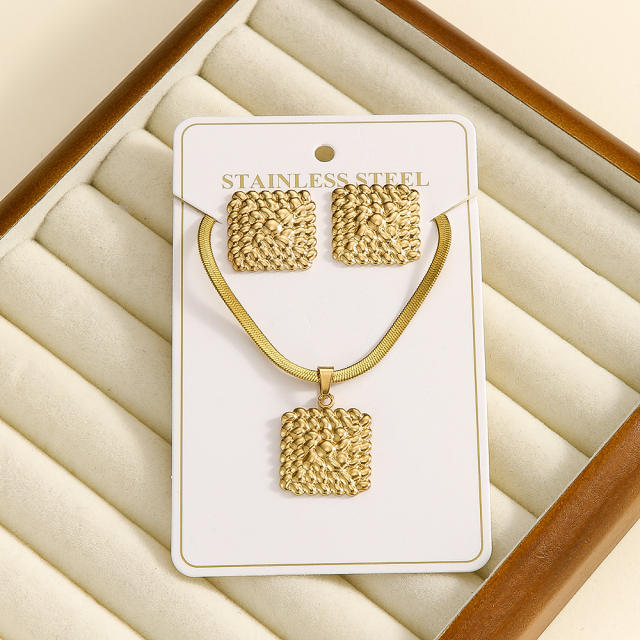 Unique Baroque Glass Bead Pendant Necklaces easy match stainless steel necklace set