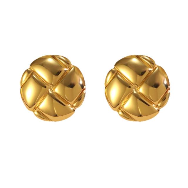 New Asymmetrical Round Earrings Simple Retro stainless steel earrings studs