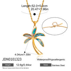 Summer beach Abalone pendant stainless steel necklace