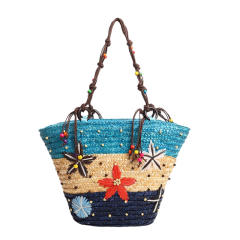 Bohemian style embroidered hand-woven beach bag