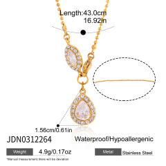 Elegant Titanium Steel Zircon Necklace drop pendant stainless steel necklace diamond necklace