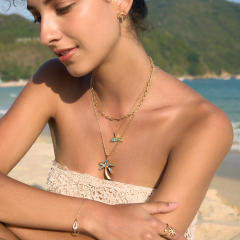 Summer beach Abalone pendant stainless steel necklace