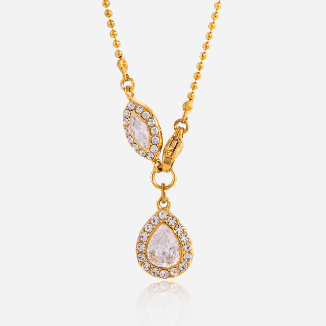 Elegant Titanium Steel Zircon Necklace drop pendant stainless steel necklace diamond necklace