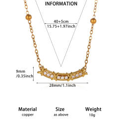 18KG diamond heart triangle multi pendant gold plated copper necklace dainty necklace