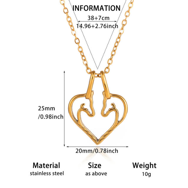Elegant infinity cross ruby heart pendant gold plated copper necklace