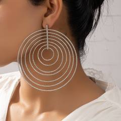 Big size multi layer circle alloy earrings for women