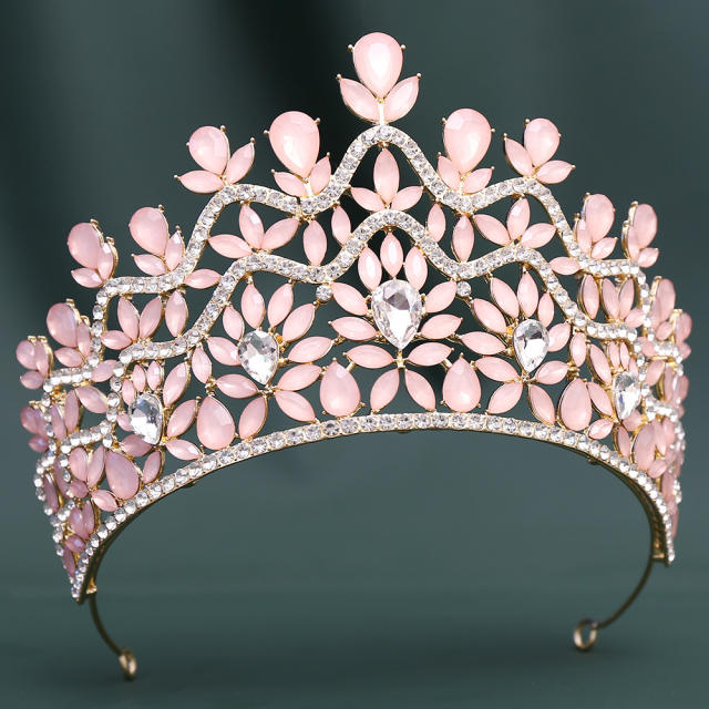 Luxury Crystal Large Crown Elegant Bridal Tiara Retro Baroque Style Dress Crown