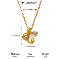 Dainty diamond flower heart cross pendant real gold plated necklace