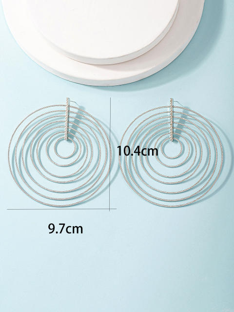 Big size multi layer circle alloy earrings for women