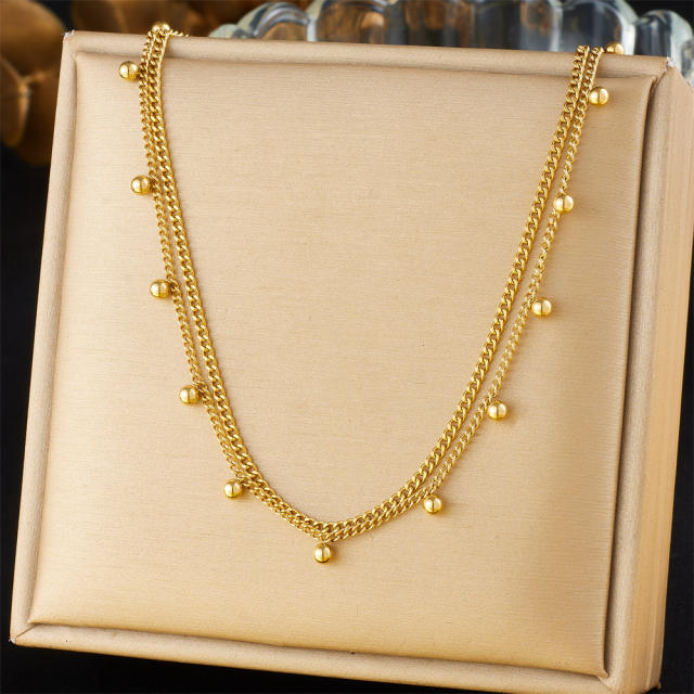 Dainty multi pendant stainless steel necklace
