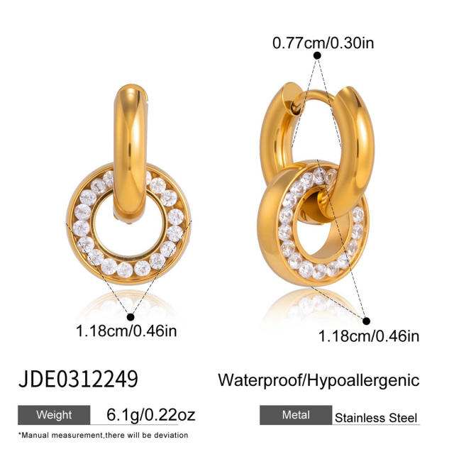 Diamond circle stainless steel earrings collection