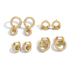 Diamond circle stainless steel earrings collection
