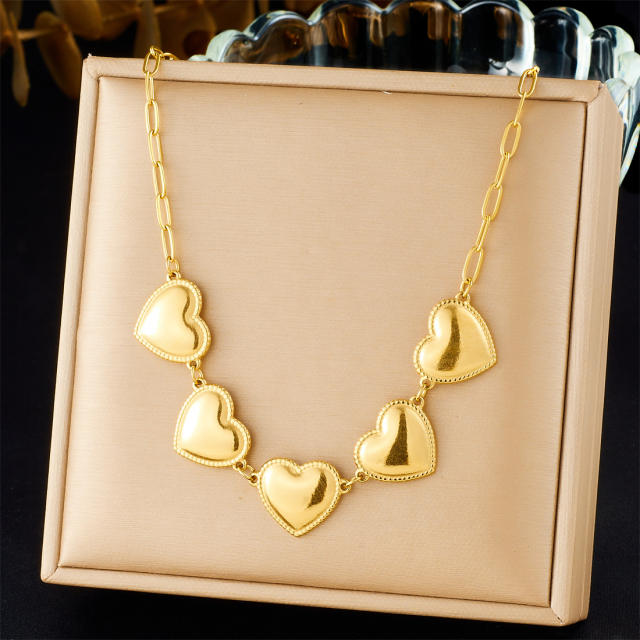 Dainty multi pendant stainless steel necklace