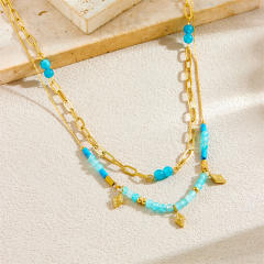 Dainty multi pendant stainless steel necklace
