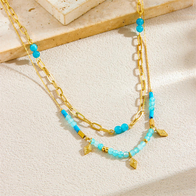 Dainty multi pendant stainless steel necklace