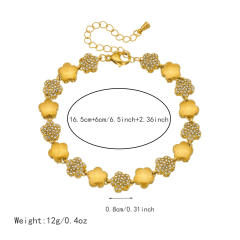 Delicate diamond star flower stainless steel bracelet
