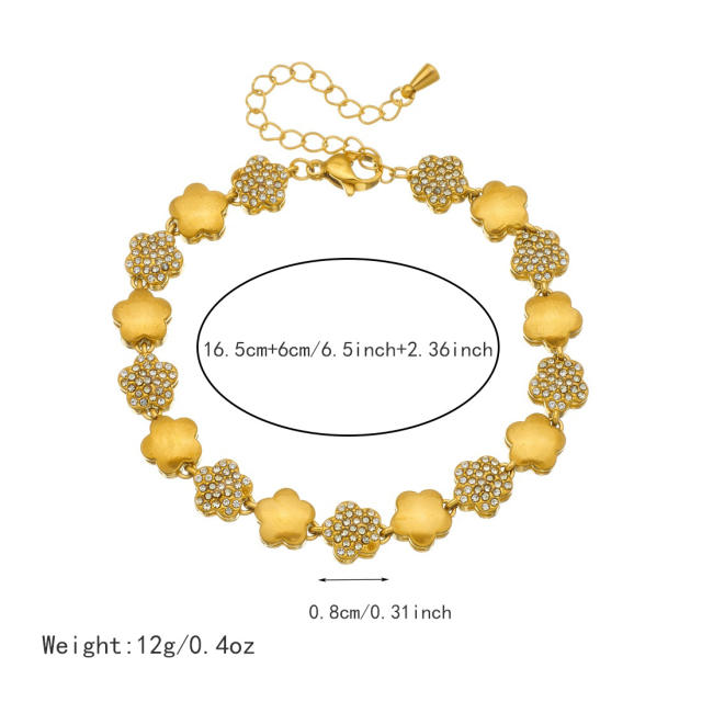 Delicate diamond star flower stainless steel bracelet