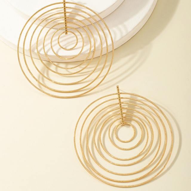 Big size multi layer circle alloy earrings for women