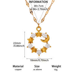 Dainty diamond flower heart cross pendant real gold plated necklace