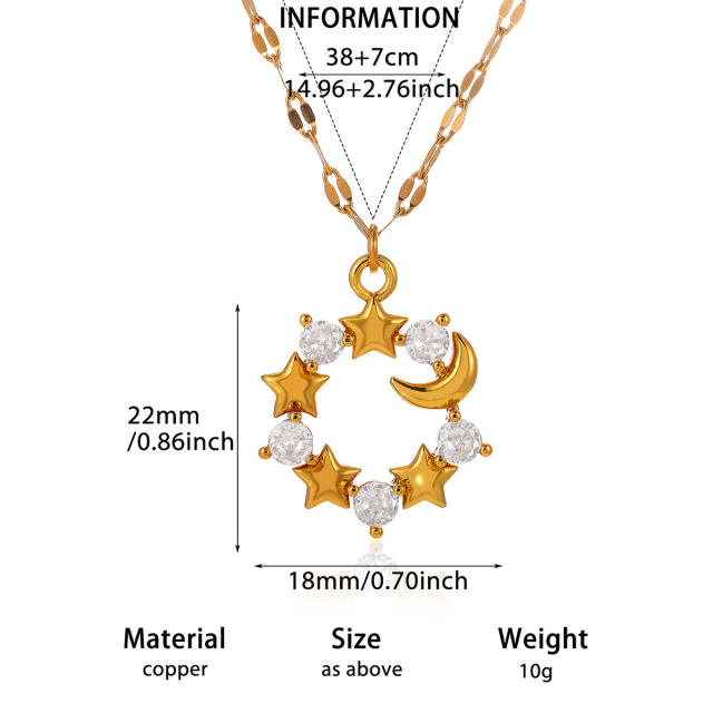 Dainty diamond flower heart cross pendant real gold plated necklace