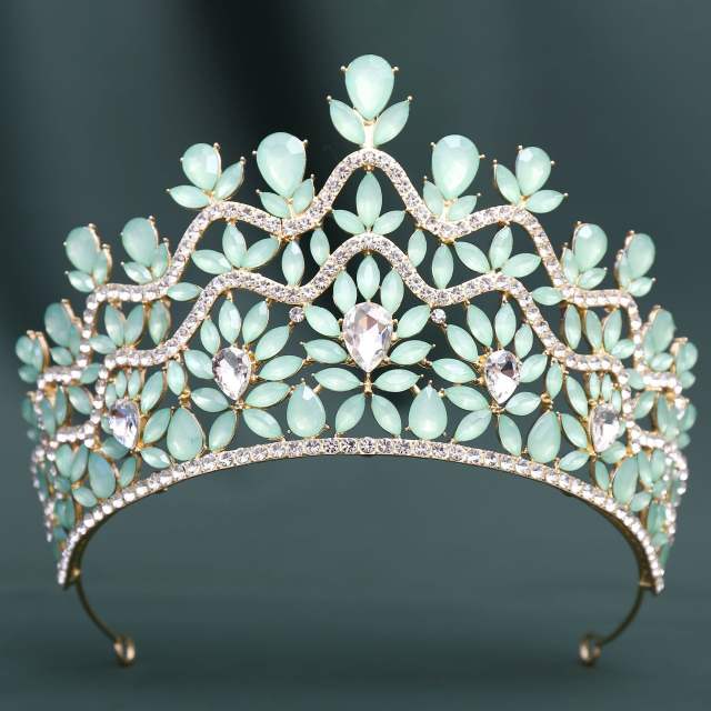 Luxury Crystal Large Crown Elegant Bridal Tiara Retro Baroque Style Dress Crown