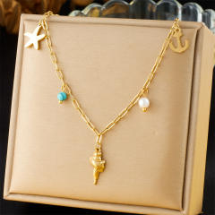 Dainty multi pendant stainless steel necklace