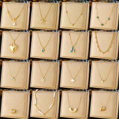 Dainty multi pendant stainless steel necklace