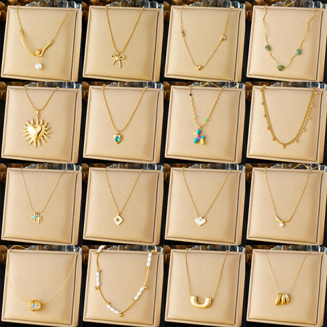 Dainty multi pendant stainless steel necklace