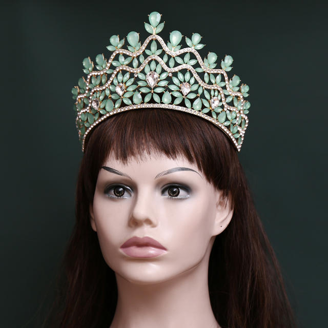 Luxury Crystal Large Crown Elegant Bridal Tiara Retro Baroque Style Dress Crown
