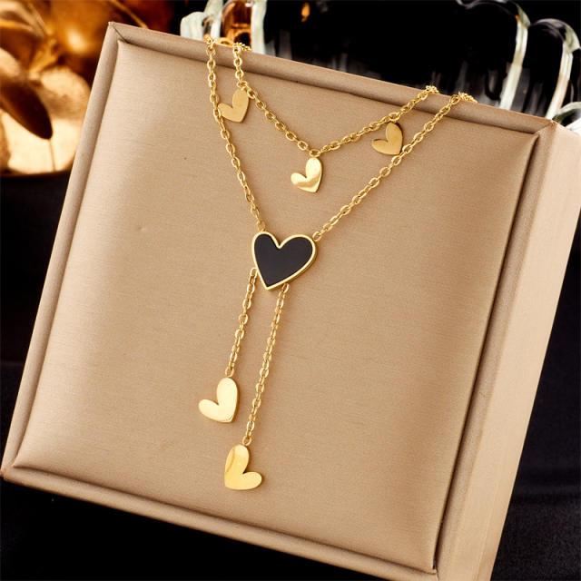 Fashion Gold-Plated three layer Stacked Multi-Element Pendant necklace stainless steel necklace