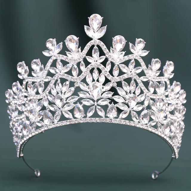 Luxury Crystal Large Crown Elegant Bridal Tiara Retro Baroque Style Dress Crown