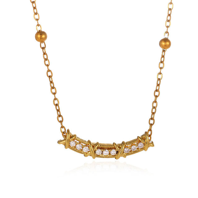 18KG diamond heart triangle multi pendant gold plated copper necklace dainty necklace