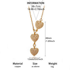 Dainty diamond flower heart cross pendant real gold plated necklace