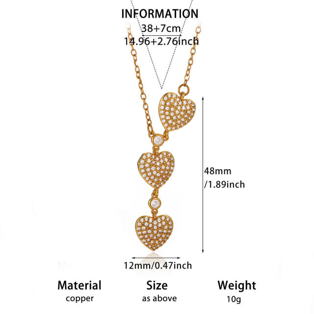 Dainty diamond flower heart cross pendant real gold plated necklace