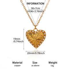 18KG diamond heart triangle multi pendant gold plated copper necklace dainty necklace