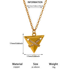 18KG diamond heart triangle multi pendant gold plated copper necklace dainty necklace