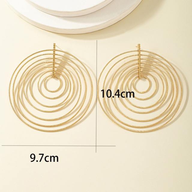 Big size multi layer circle alloy earrings for women
