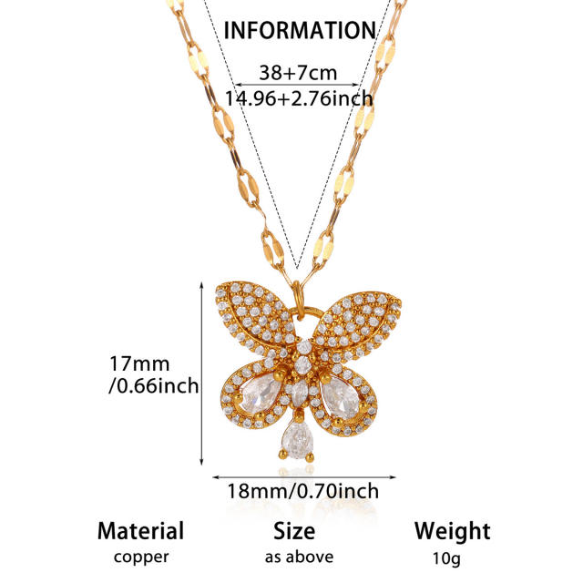 Dainty diamond flower heart cross pendant real gold plated necklace