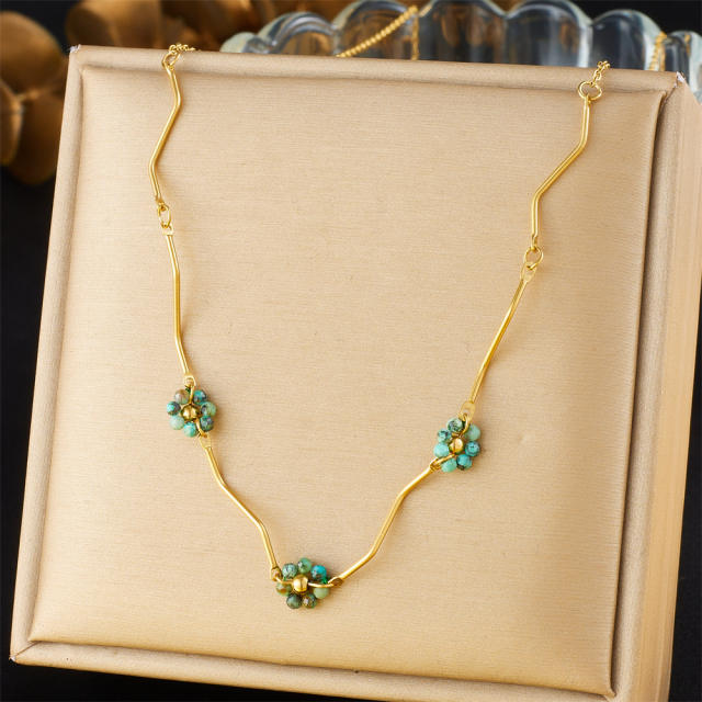 Dainty multi pendant stainless steel necklace