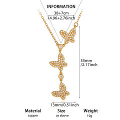 Dainty diamond flower heart cross pendant real gold plated necklace